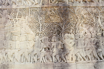 Angkor Wat Wall and Sculpture Texture