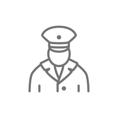 Railway worker, train conductor, subway line icon.