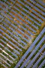 Aerial photography of solar photovoltaic panel bases under construction