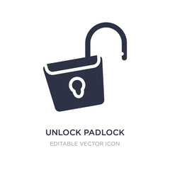 unlock padlock icon on white background. Simple element illustration from Security concept.