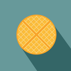 breakfast waffle, belgium round waffle as sweet delicious food concept vector eps 10