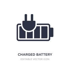charged battery icon on white background. Simple element illustration from Tools and utensils concept.