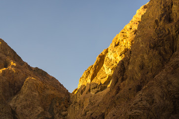 high mountains against the blue sky in Egypt Dahab South Sinai