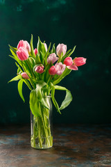 Bouquet of pink tulips