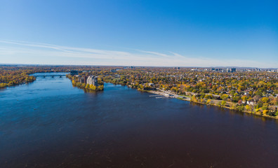 Montreal in autumn, aerial view