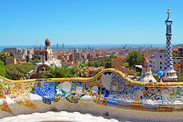 Deurstickers Park Guell door architect Antoni Gaudi in Barcelona, Spanje © MarinadeArt