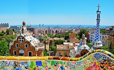 Keuken spatwand met foto Park Guell door Antonio Gaudi, Barcelona, Spanje © MarinadeArt