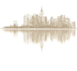 city, panorama, 3d illustration