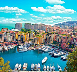 Apartments and luxury yachts in the harbor of Monte Carlo, Monaco, Europe