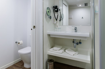 Fototapeta na wymiar Beautiful modern bathroom interior in bright colors