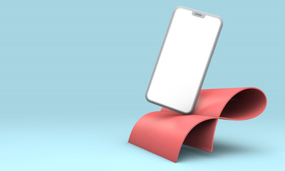 Modern smartphone blank screen template. Trendy mockup scene. 3D Rendering
