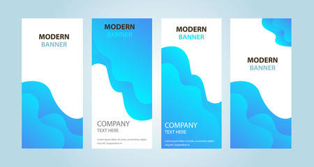 Vertical modern wave fluid background template with gradient blue for promotional. Suitable for social media stories, story, banner, flyer, poster and brochure. - Vector