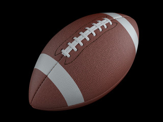 American football on dark background with clipping path. Super bowl. 3d render illustration