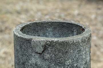 Part of the pipe. Empty middle. An abstract concrete pipe from above