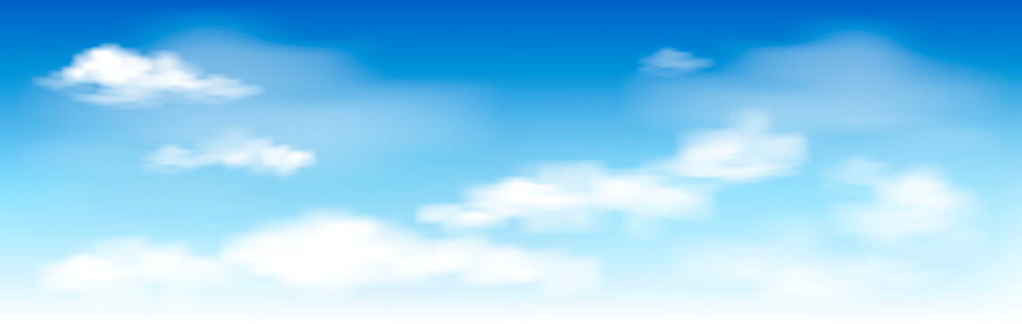 Blue sky and white clouds. White clouds on the blue sky. Abstract background with clouds on blue sky. In the clear sky high floating clouds