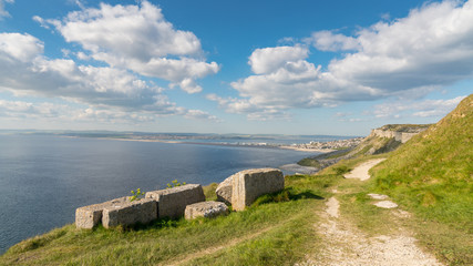 South West Coast Path at Hallelujah Bay, Isle of Portland, Jurassic Coast, Dorset, UK