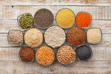 Grains, seeds and nuts collection - the gluten free alternatives