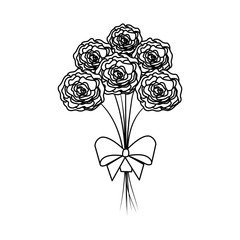 beutiful roses bouquet with bowtie