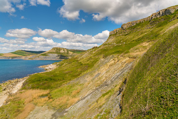Fototapeta na wymiar Jurassic Coast landscape at Emmett's Hill near Worth Matravers, Jurassic Coast, Dorset, UK