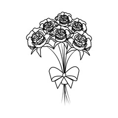 beutiful roses bouquet with bowtie