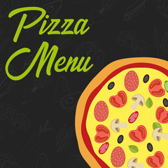 Menu concept. Flat style pizza. Fast food. Vector illustration