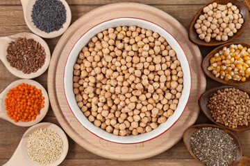 Grains and seeds variety - healthy and diverse food concept