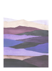 Beautiful anstract watercolor painting. Hand drawn illustration of blue and violet color blocked field.