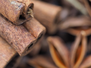 cinnamon and star anise. close up
