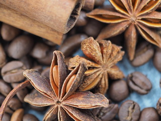 star anise and cinnamon and coffee