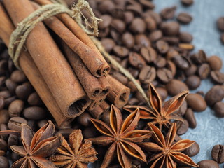 star anise and cinnamon, coffee