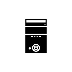 Computer Case icon glyph or solid style vector illustration