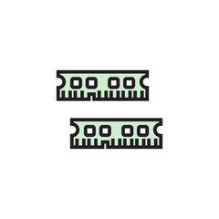 RAM icon filled outline or line style vector illustration