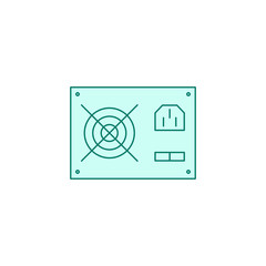 computer Power supply icon filled outline or line style vector illustration