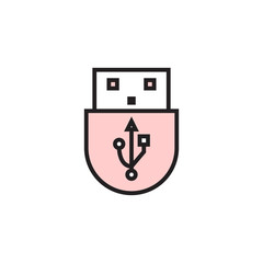 USB icon filled outline or line style vector illustration