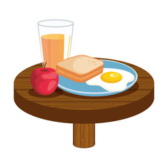 delicious breakfast in wooden table