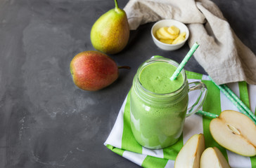 Pear ginger smoothie in jar