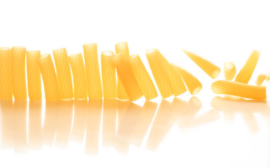 Pasta on a white background top view