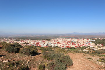 Fototapeta na wymiar City Bhalil at Morocco, Located Bhalil near City Sefrou state fes. picture at 10/6/2019. picture Bhalil From summit the mountain adjacent 