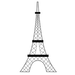 eiffel tower flat illustration on white