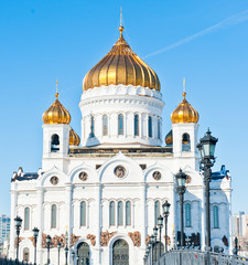 The Cathedral of Christ the Savior in sunny winter day, Moscow, Russia