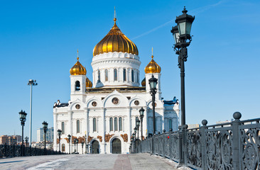 The Cathedral of Christ the Savior in sunny winter day, Moscow, Russia