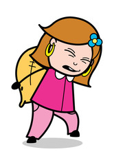 Lady carrying lots of weight in a bag