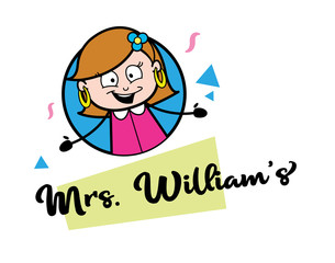 Cartoon Lady with Name Banner Vector