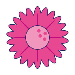 Beautiful flower cartoon isolated blue lines