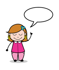 Cartoon Lady with Speech Bubble Vector