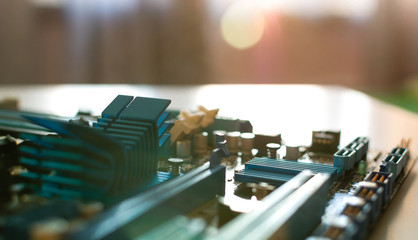 motherboard on a table close-up