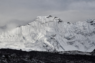 huge Himalayan mountain  Baruntse with a glaciers in Nepal