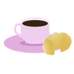 cup croissant flat illustration on white