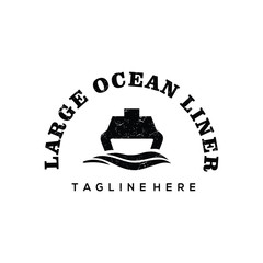 Ship logo retro style with grunge stroke