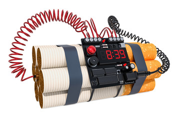 Cigarettes like a time bomb, stop smoking concept. 3D rendering